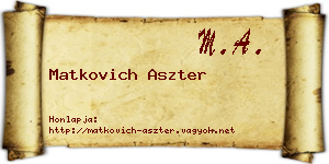 Matkovich Aszter névjegykártya